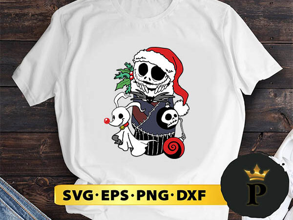 Cute jack skellington wear santa hat in sock svg, merry christmas svg, xmas svg png dxf eps t shirt vector file