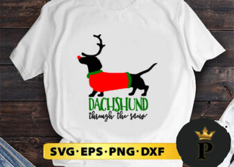 Dachshund Through The Snow SVG, Merry Christmas SVG, Xmas SVG PNG DXF EPS t shirt vector illustration