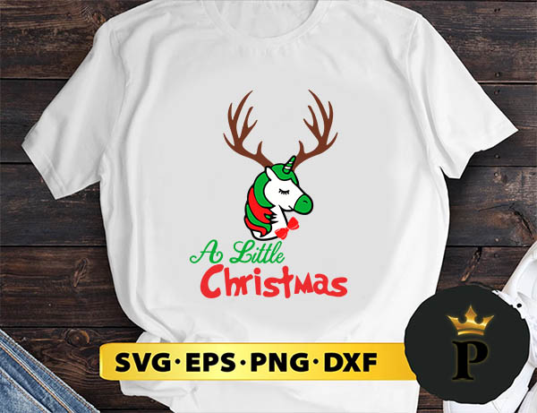 Deer Unicorn A Little Christmas SVG, Merry Christmas SVG, Xmas SVG PNG DXF EPS