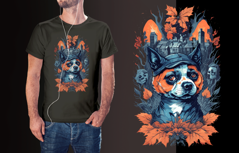 Cute Dog Hallowen Tshirt Design
