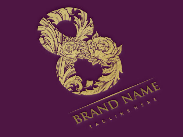 Elegant monogram 8 with classic floral engravings vector clipart