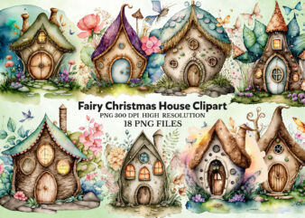 Fairy Christmas House Clipart Bundle