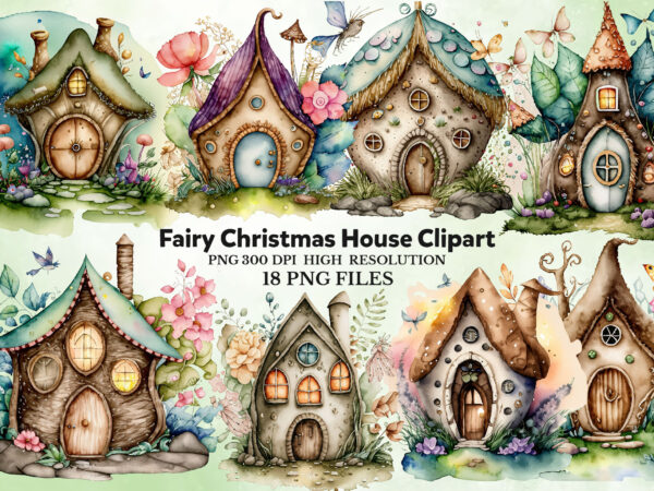 Fairy christmas house clipart bundle t shirt graphic design