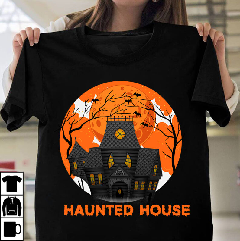 Haunted House T-Shirt Design, Haunted House Vector T-Shirt Design, Eat Drink And Be Scary T-Shirt Design, Eat Drink And Be Scary Vector T-Shirt Design, The Boo Crew T-Shirt Design, The