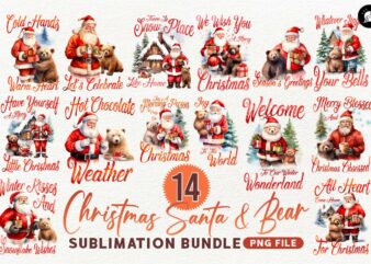 Christmas Santa and Bear Sublimation PNG Designs Bundle