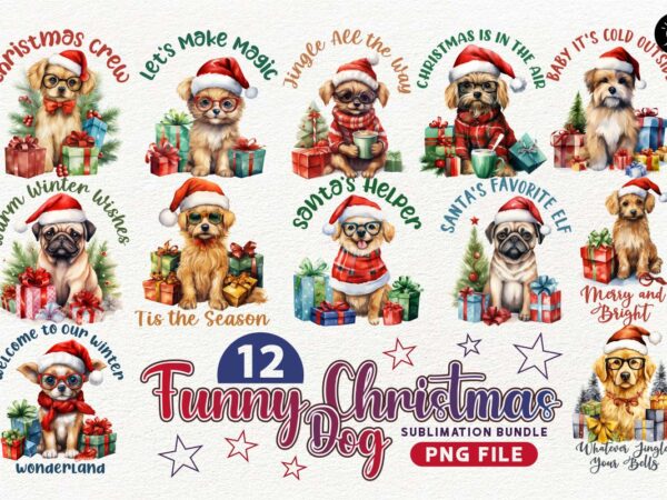 Funny christmas dog sublimation png designs bundle