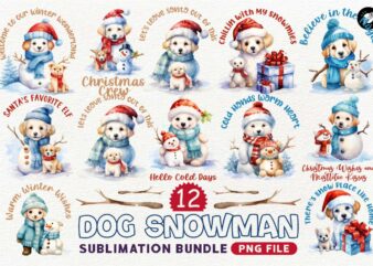 Dog Snowman Winter Sublimation PNG Designs Bundle