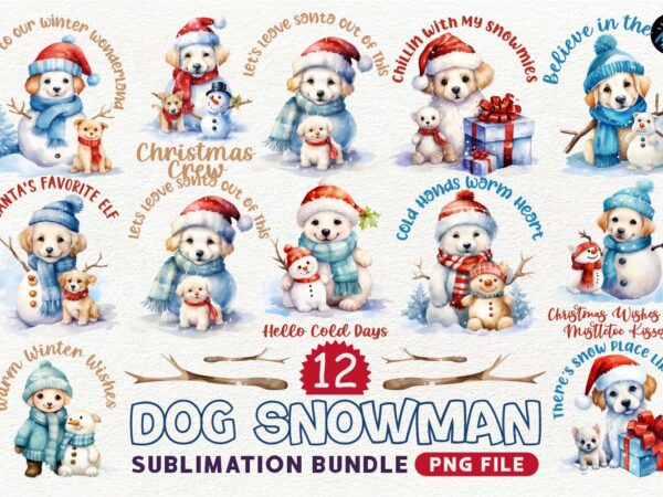 Dog snowman winter sublimation png designs bundle