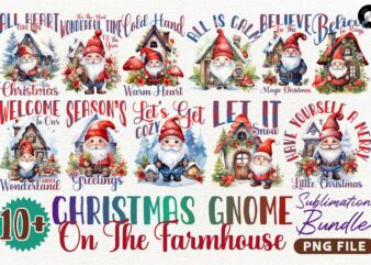 Cute Christmas Gnomes Farmhouse Sublimation Designs Bundle