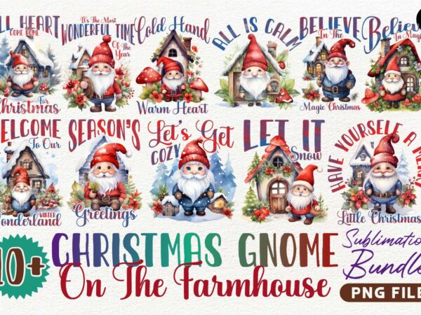 Cute christmas gnomes farmhouse sublimation designs bundle