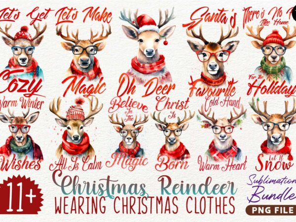 Christmas reindeer sublimation designs bundle