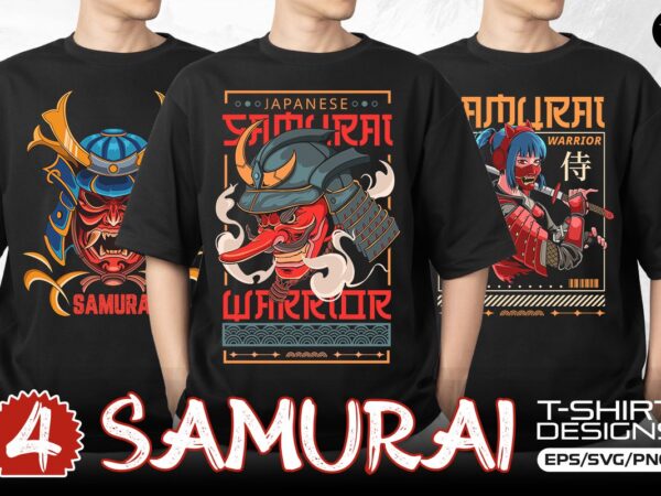 Japanese samurai t-shirt designs vector bundle, samurai warrior t shirt designs, samurai vector artwork designs, samurai graphic t shirt
