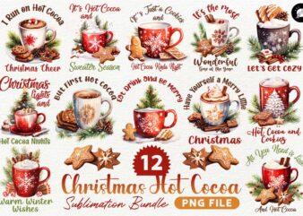 Christmas Hot Cocoa Sublimation Designs Bundle
