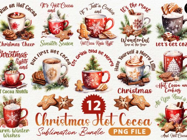 Christmas hot cocoa sublimation designs bundle