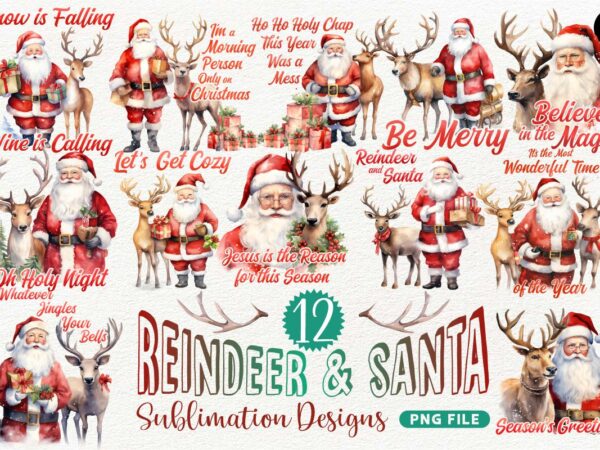 Christmas reindeer santa sublimation designs bundle