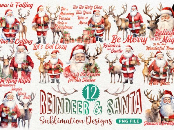 Christmas reindeer santa sublimation designs bundle