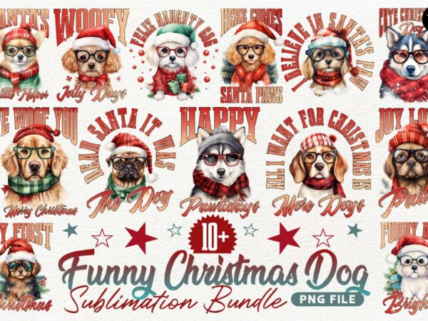 Funny christmas dog sublimation designs png bundle v2