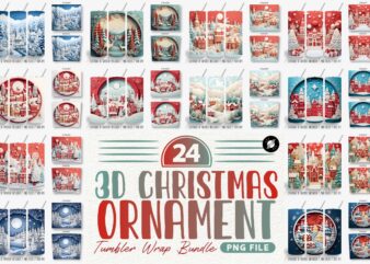 3D Christmas 20oz Tumbler Wrap Designs Bundle