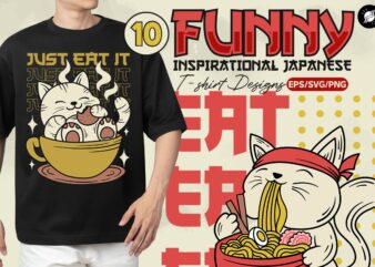 Retro Funny Japanese T-shirt Designs Bundle, Cute Animals Japanese Style, Inspirational Quote T-shirt Design