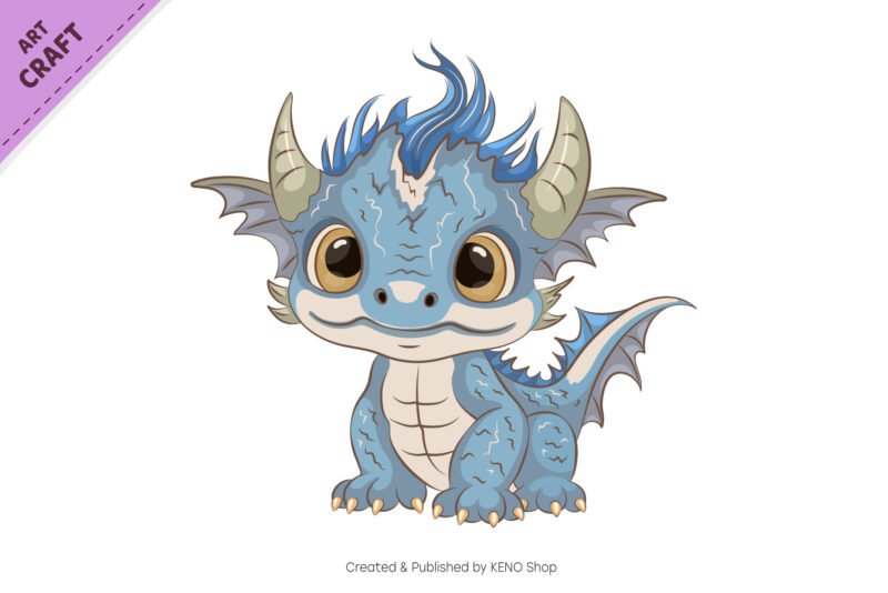 Set of Cartoon Dragons 02. Fantasy clipart.