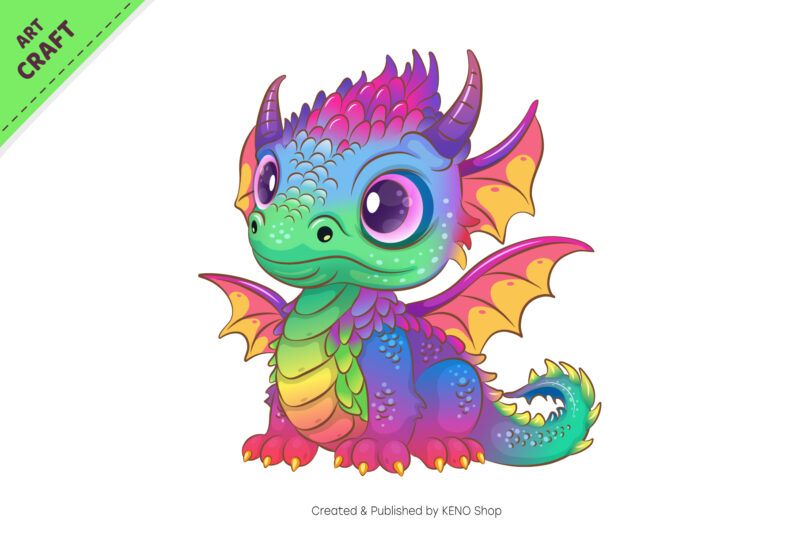 Set of Cartoon Dragons 02. Fantasy clipart.