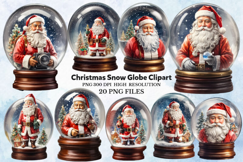 PNG Christmas Snow Globe Clipart Set