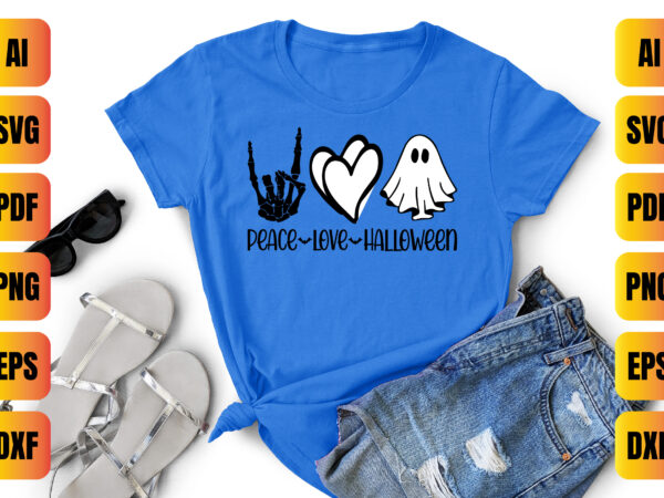 Peace love halloween t shirt illustration