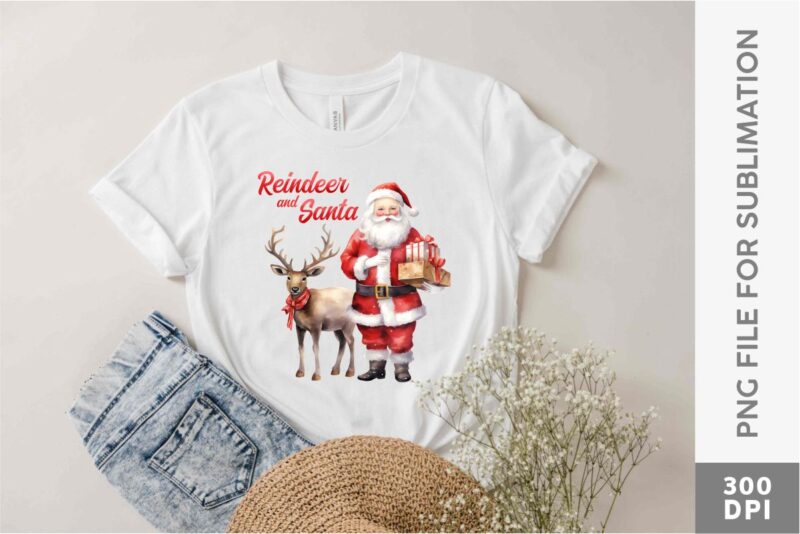 Christmas Reindeer Santa Sublimation Designs Bundle