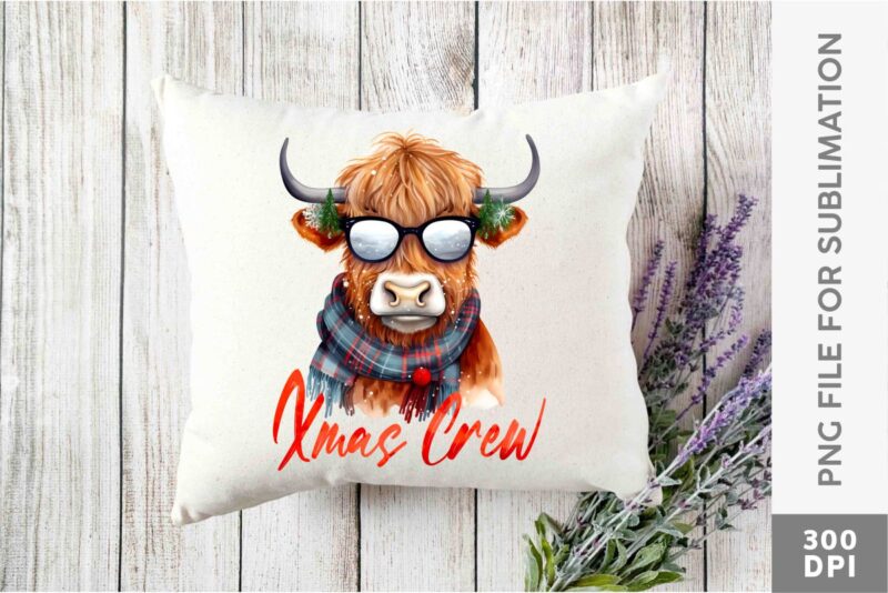 Christmas Highland Cow Sublimation PNG Designs Bundle