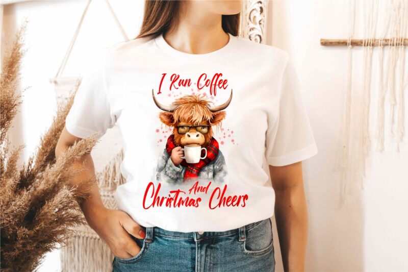 Christmas Highland Cow Sublimation PNG Designs Bundle