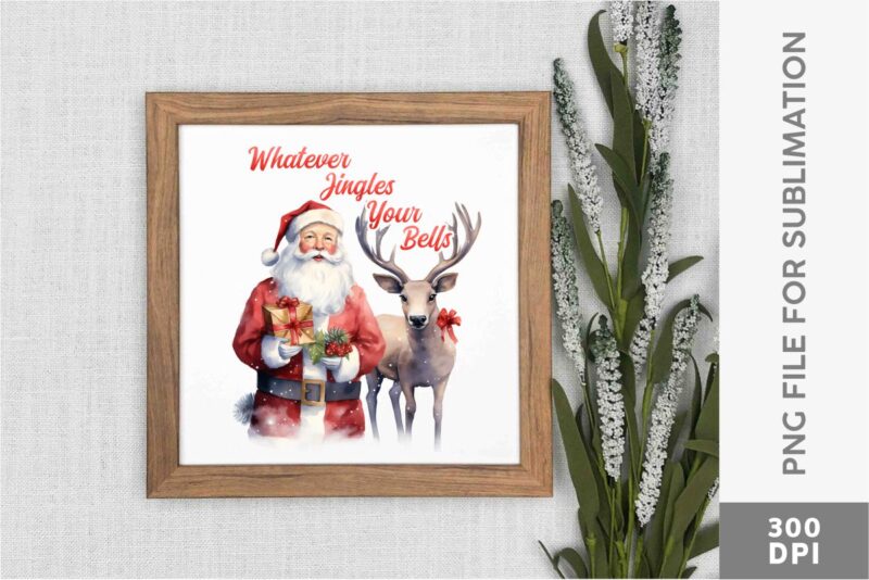 Christmas Reindeer Santa Sublimation Designs Bundle
