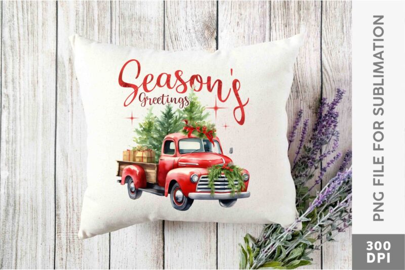 Christmas Vintage Truck Sublimation Clipart PNG Bundle