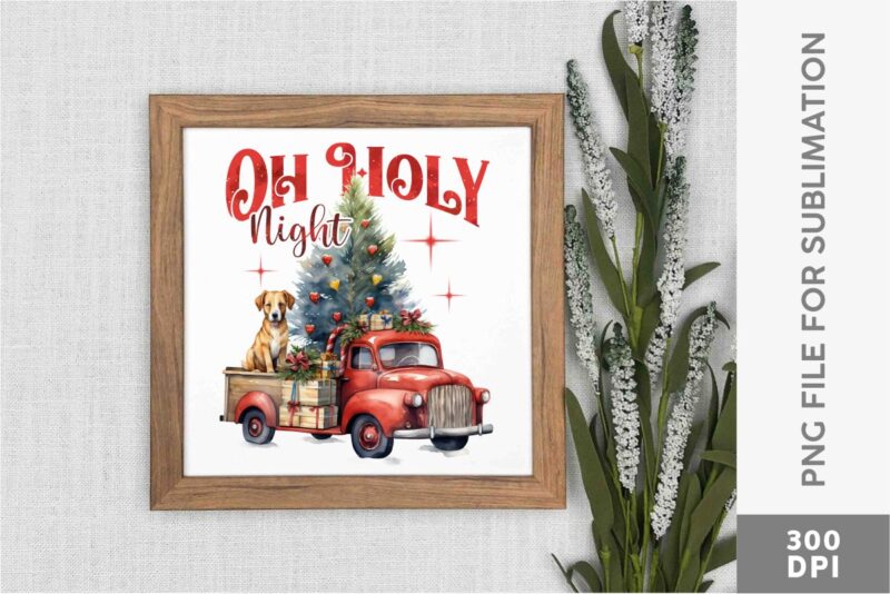 Christmas Vintage Truck Sublimation Clipart PNG Bundle