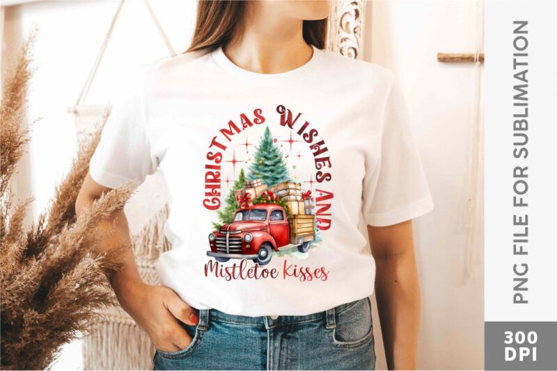 Christmas Vintage Truck Sublimation Clipart PNG Bundle