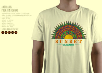 Psychedelic aztec themed cannabis mandala t shirt illustration