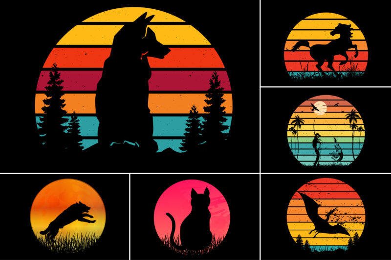 Sunset Colorful T-Shirt Graphic Bundle