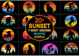 Retro Sunset T-Shirt Graphic Bundle