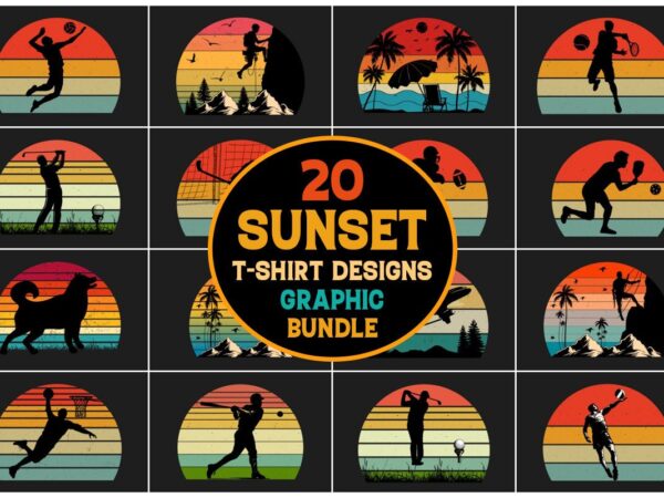 Retro sunset t-shirt graphic bundle