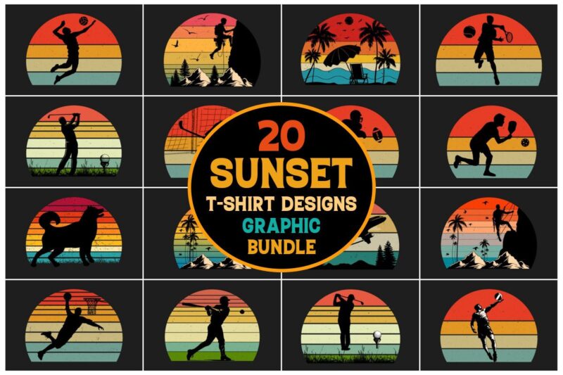 Retro Sunset T-Shirt Graphic Bundle