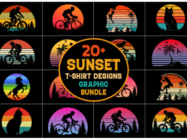 Retro sunset t-shirt graphic bundle 2
