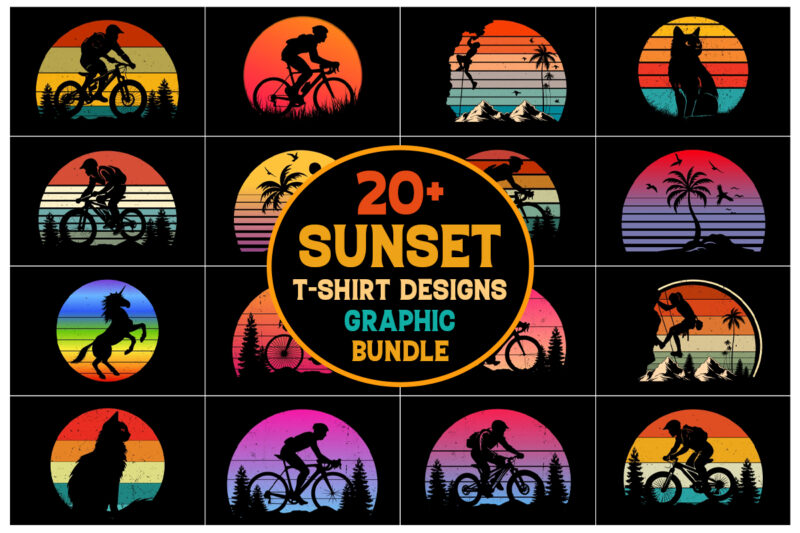 Retro Sunset T-Shirt Graphic Bundle 2