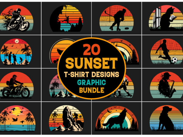 Retro sunset t-shirt graphic bundle