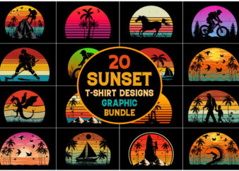 Retro Vintage Sunset T-Shirt Graphic Bundle