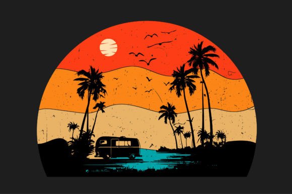 Retro Vintage Sunset T-Shirt Graphic Bundle