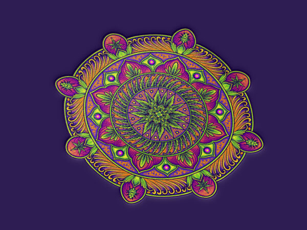 Sacred geometry mandalas cannabis art fusion t shirt template vector