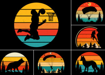 Silhouette Sunset for T-Shirt Design