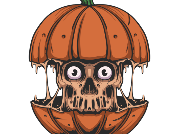 Skull pumpkin t shirt template vector