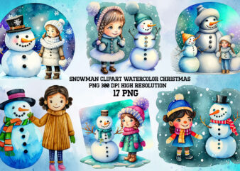 Snowman clipart watercolor christmas