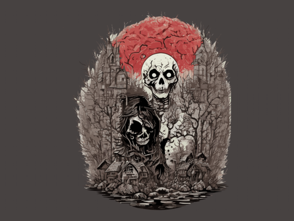 Spooky hallowen skull tshirt graphic