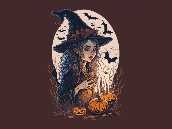Spooky lantern halloween witch tshirt graphic